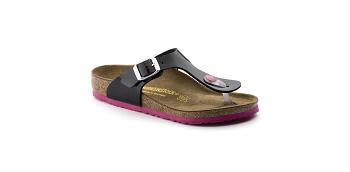 Dětské Gizeh Birkenstock Birko-flor Lakovaná Narrow Černé Růžové | CZ 162UZG